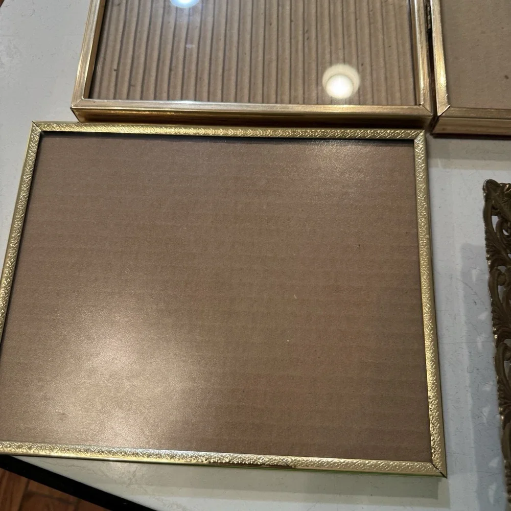 Lot Of 3 Mix N Match Ornate Picture Photo Frames Gold Metal‎ Vintage Hinged